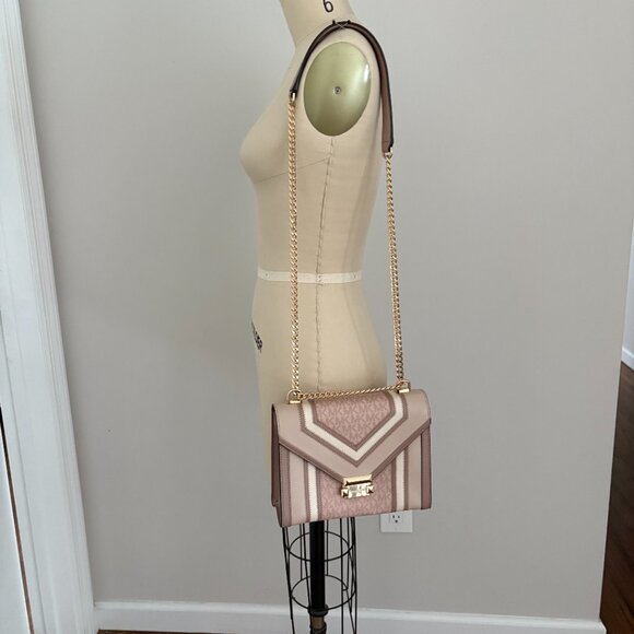 Michael Kors Rose Signature Coated Canvas and Leather Whitney Shoulder Bag - Picture 4 of 14